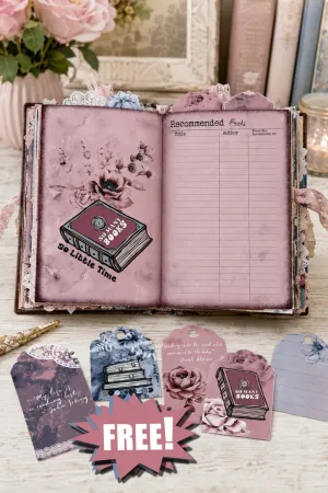 Blue Blush Books reading junk journal starter kit with ephemera