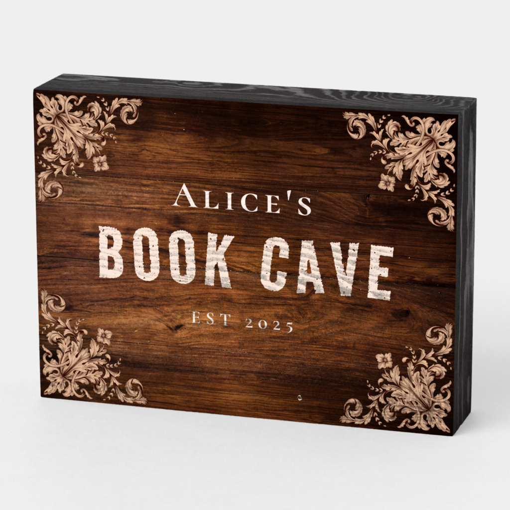 Book Cave Farmhouse Rustic Decor Barn Wood Wooden Box Sign