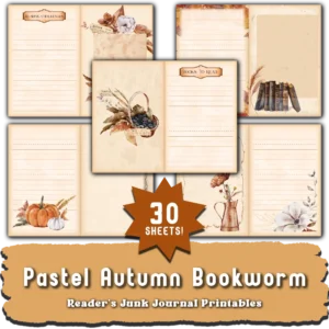 Pastel Autumn Bookworm Junk Journal Printable Kit
