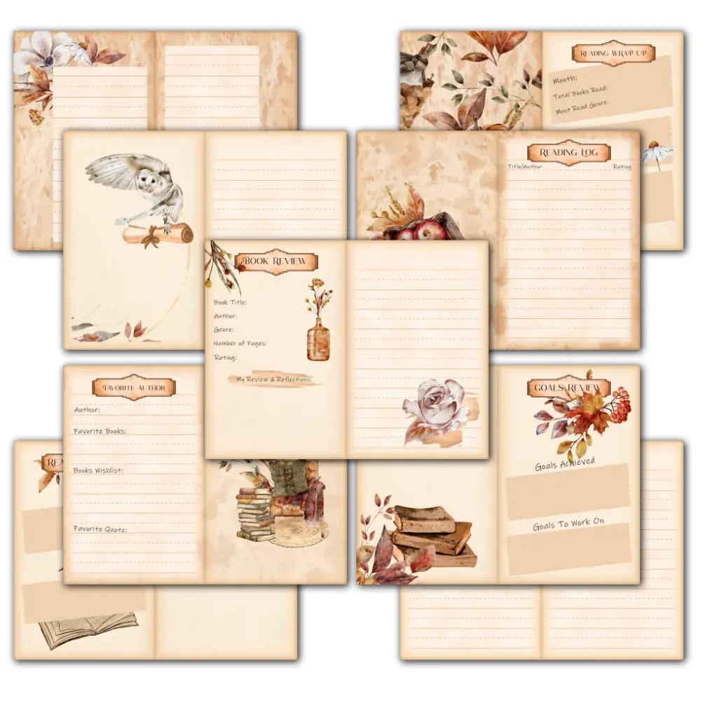 pastel autumn bookworm junk journal