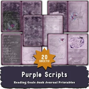 Purple Scripts Reading Planner Junk Journal Printables