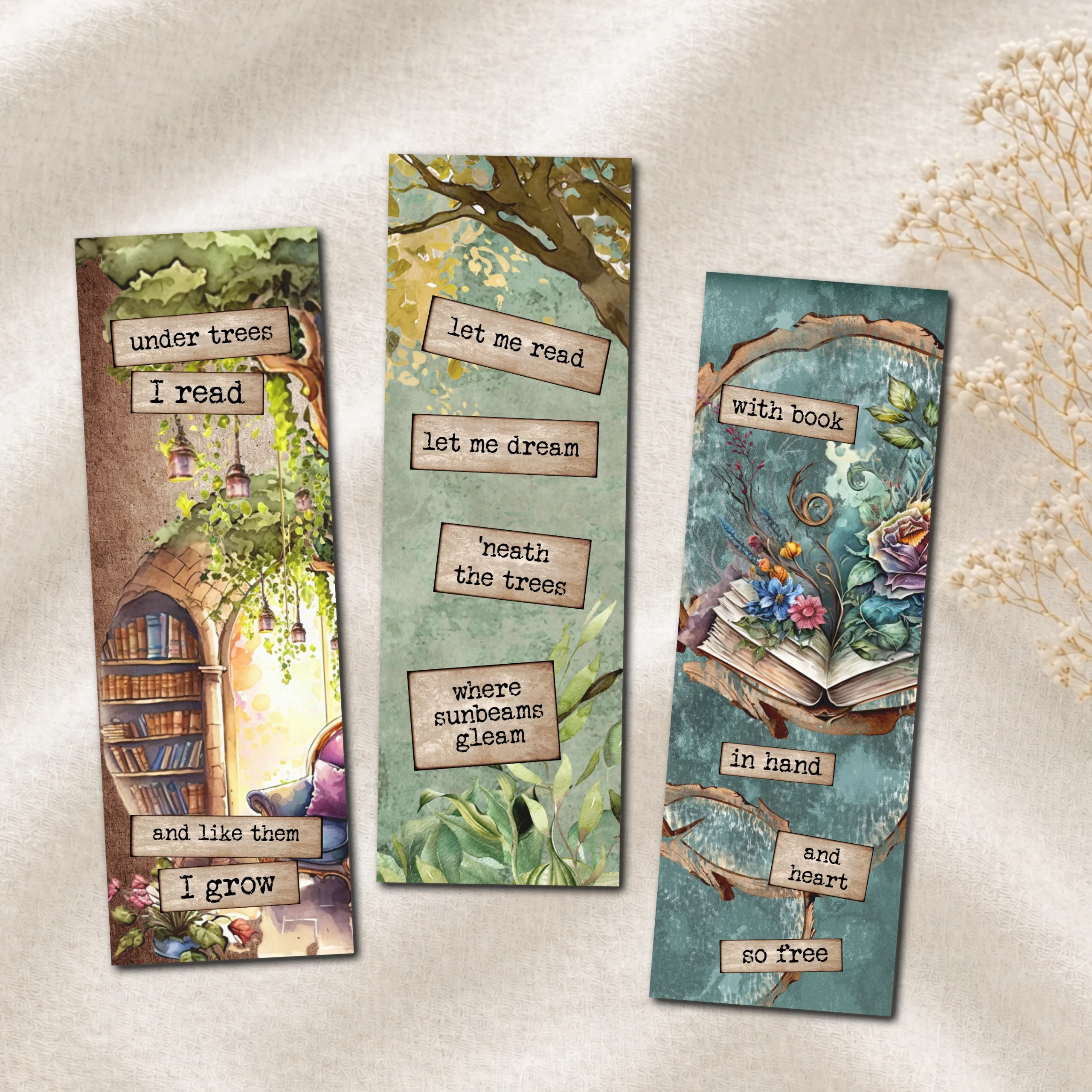 Cottagecore Spring Reading Bookmarks