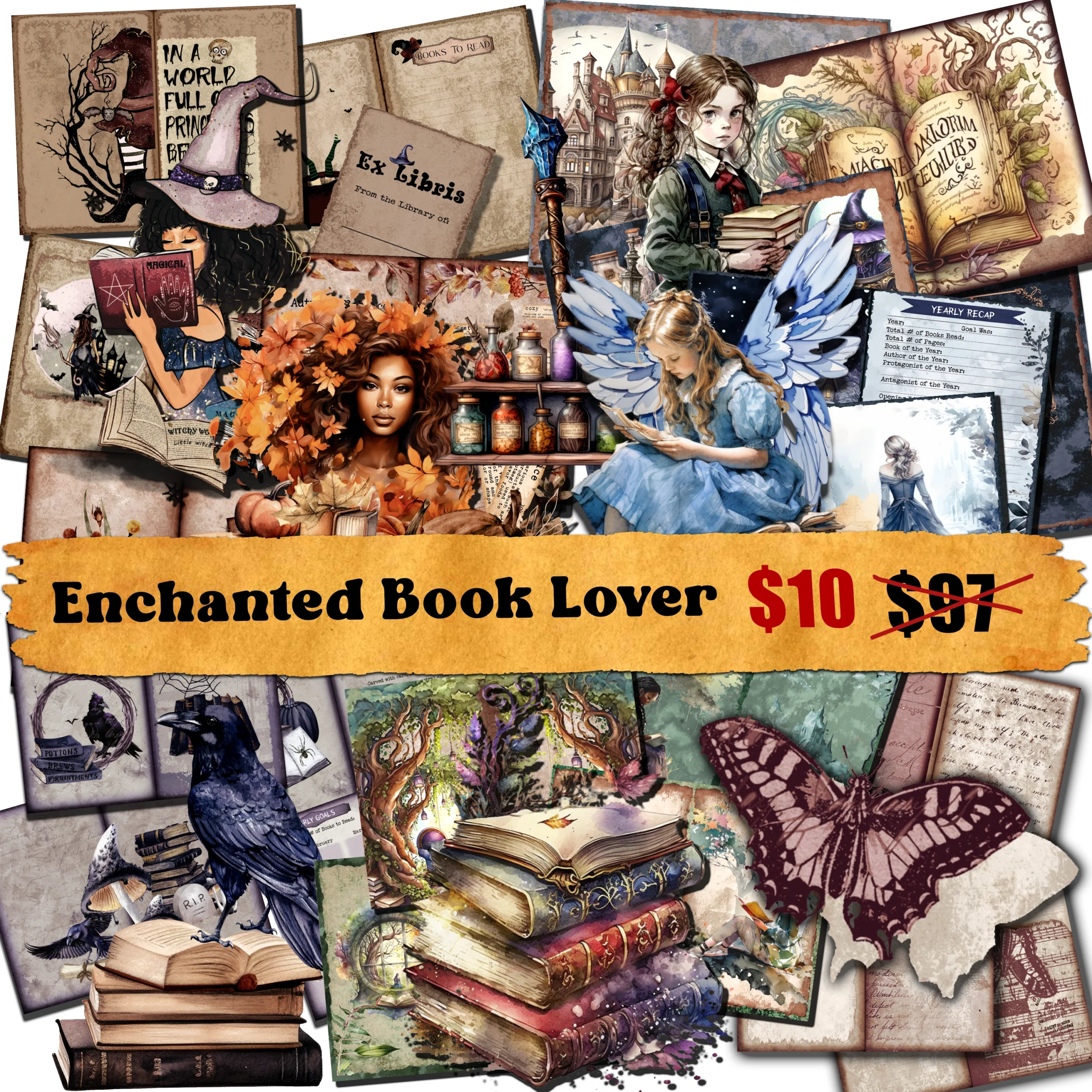 Enhanted Book Lover An Enchanted Book Lover: 15 Kits Printable Value Bundle