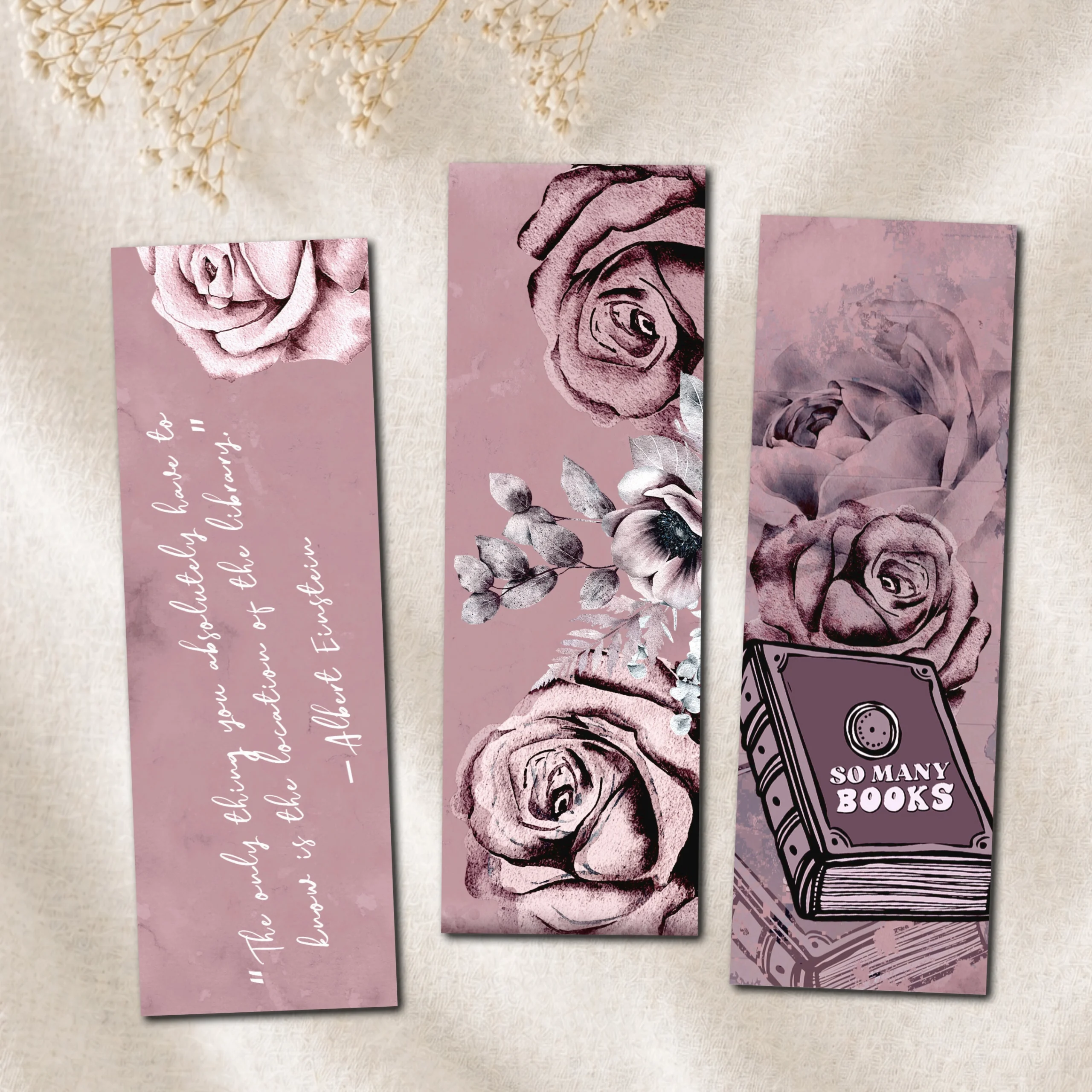 Romantic Elegant Rosy Reads Bookmarks