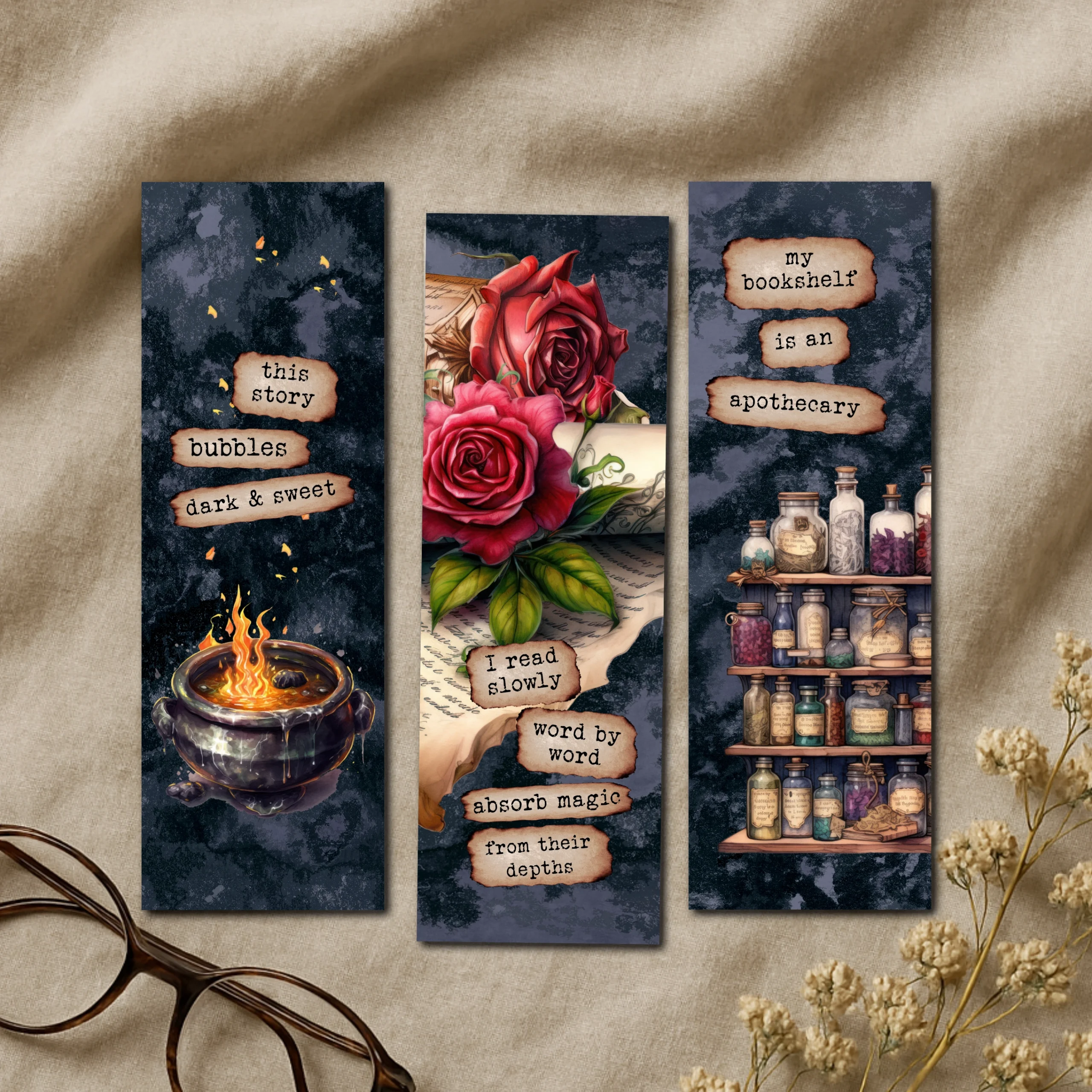 Potions & Spells Set of 3 Fantasy Bookmarks