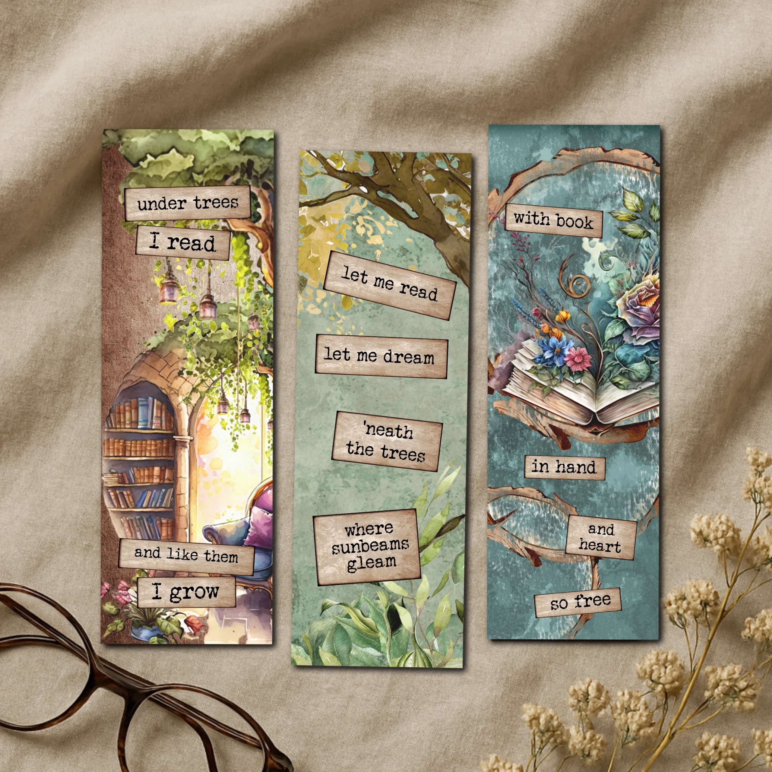 Spring in Bloom Set of 3 Bookmarks